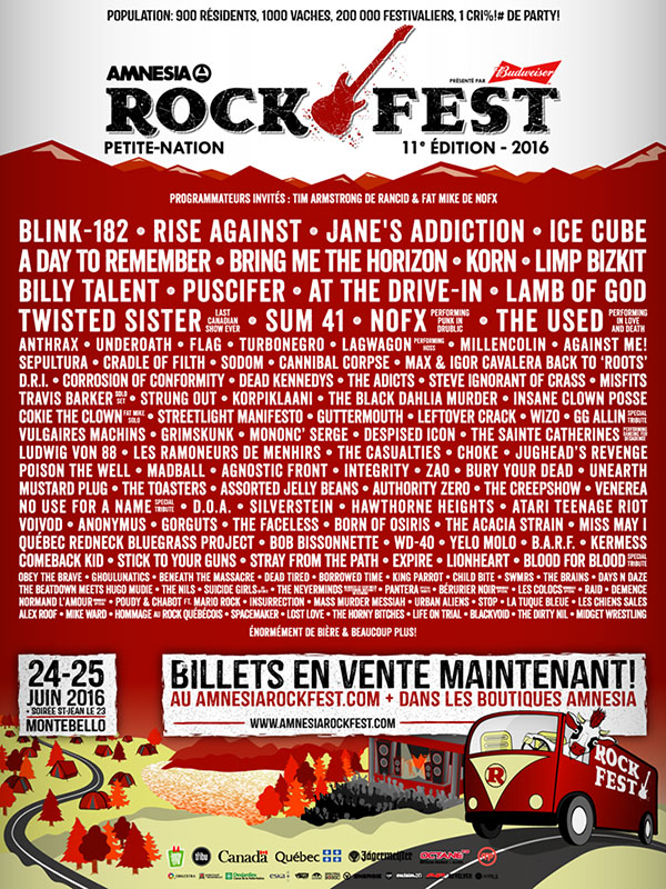 Amnesia Rockfest 2016 lineup