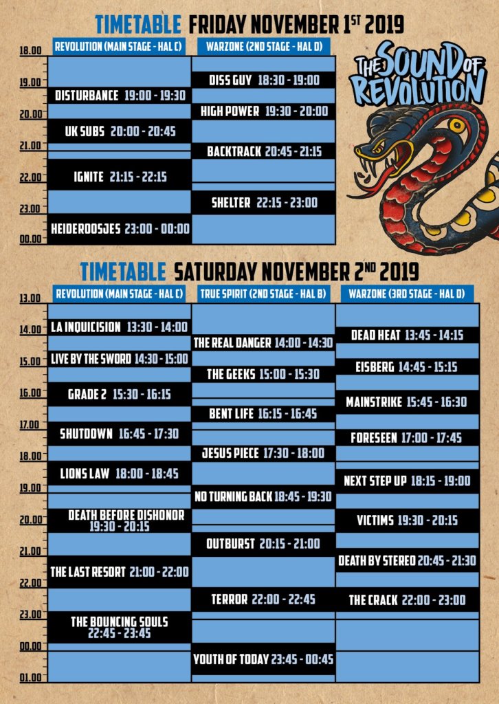 The Sound Of Revolution Running Order 2019