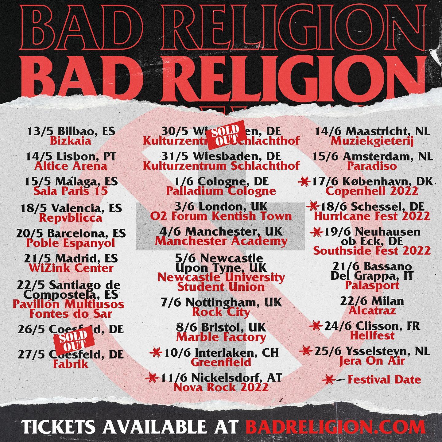 bad religion tour 2022 deutschland