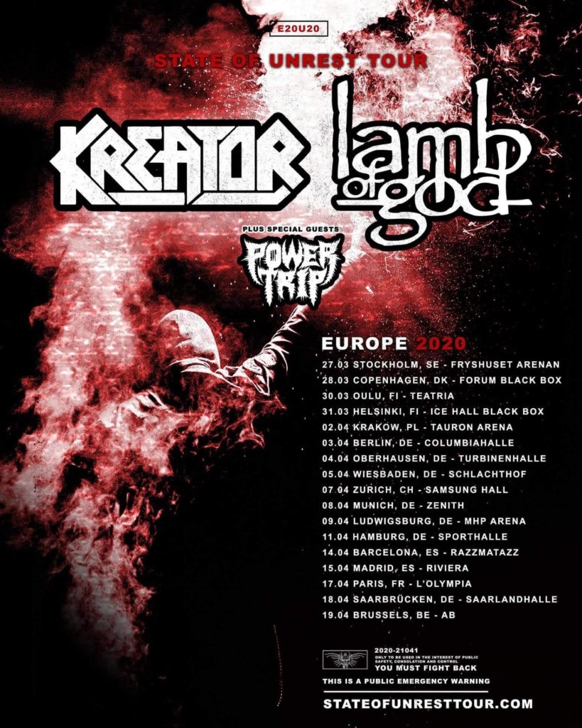 Power Trip mit Kreator und Lamb Of God auf Europa-Tour