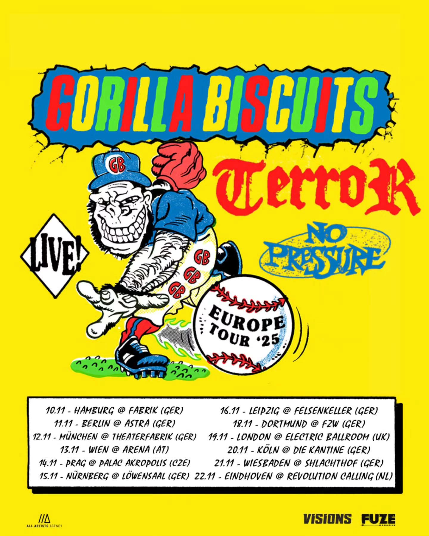 Gorilla Biscuits, Terror und No Pressure - Tour 2025