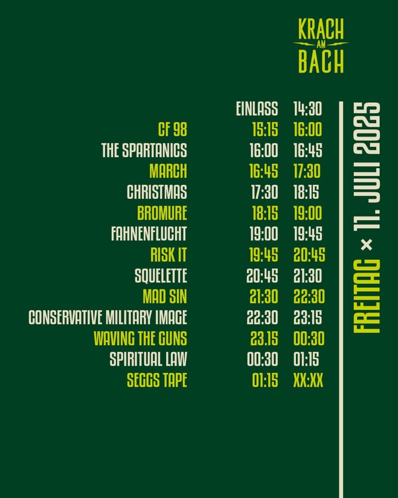 Running-Order Freitag, Krach am Bach 2025