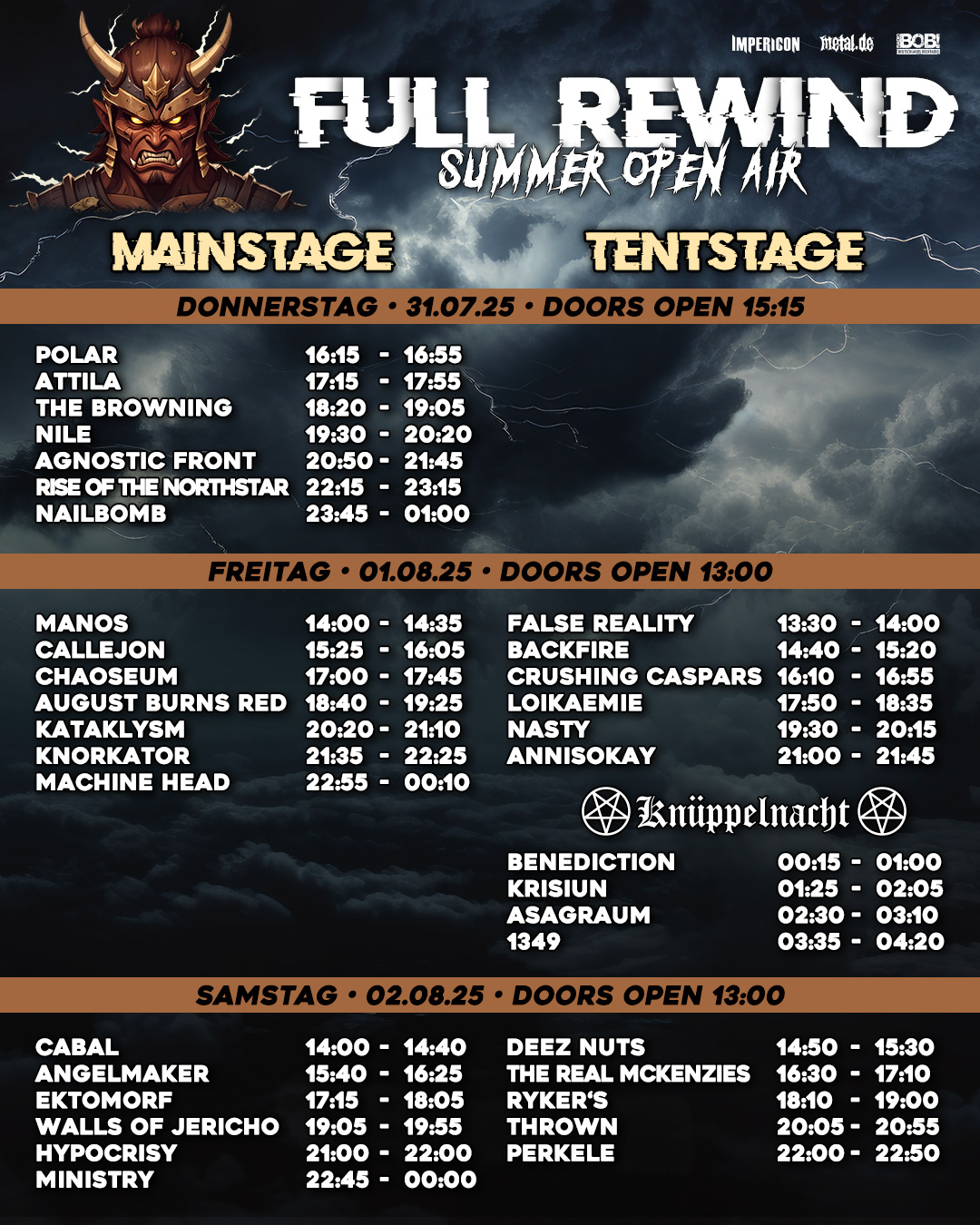 Full Rewind Festival Timetable 2025