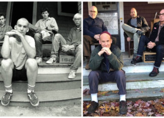 Bild links Cover von "Salad Days" (1985) (Photo by Glen E. Friedman) | Bild rechts Minor Threat 2018 (Photo-Source @brianbakers Instgram)