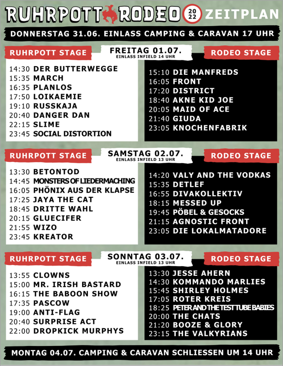 Ruhrpott Rodeo 2022 - Timetable