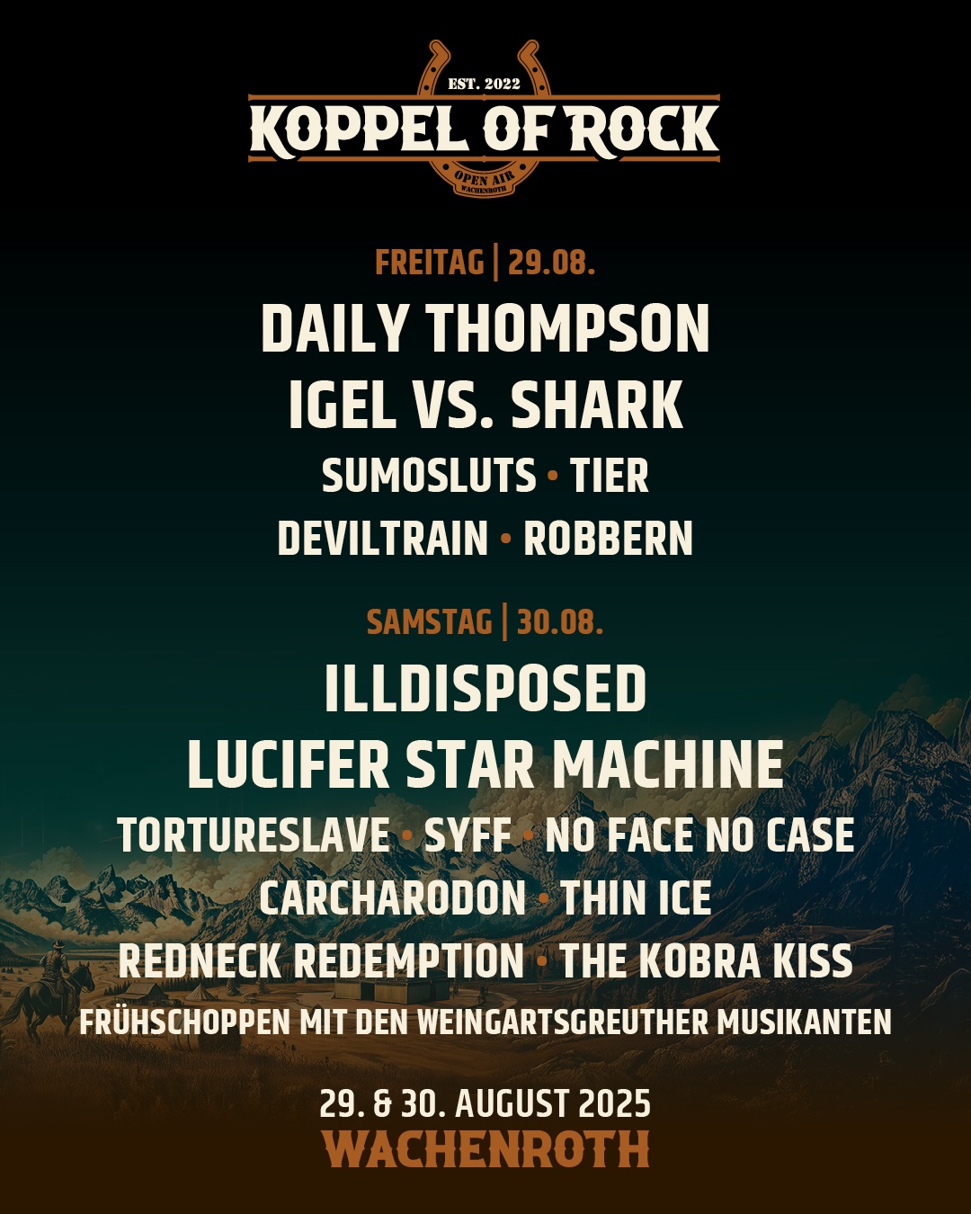 Tagesaufteilung für das Koppel of Rock 2025