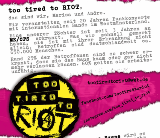 too tired to RIOT (Konzertgruppe) engagiert sich für ME/CFS-Betroffene