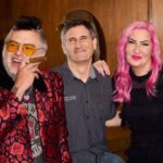 Fat Mike, Louis Posen und Erin Kelly-Burkett von Fat Wreck und Hopeless Records. (Photo by Jonathan Weiner)